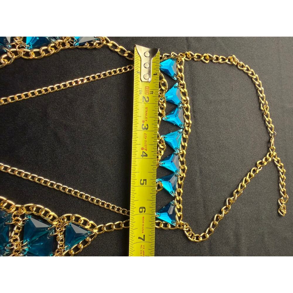 Rhinestone body chain bra, statement accessory bikini harness top body jewelry - Picture 10 of 10